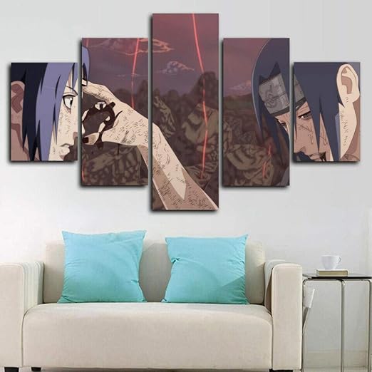 183tdfc 5 Teilig Leinwand Wanddeko Naruto Sasuke Gegen Itachi Hd Bilder Leinwanddrucke 5 Stuck Leinwand Bilder Gemalde Modern Wohnzimmer Wohnkultur Geschenk 150x80cm Rahmen Amazon De Kuche Haushalt