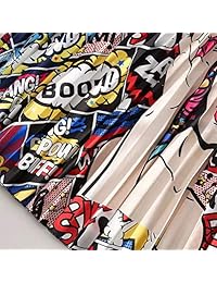 Falda media con estampado de graffiti y letras de dibujos animados para dama