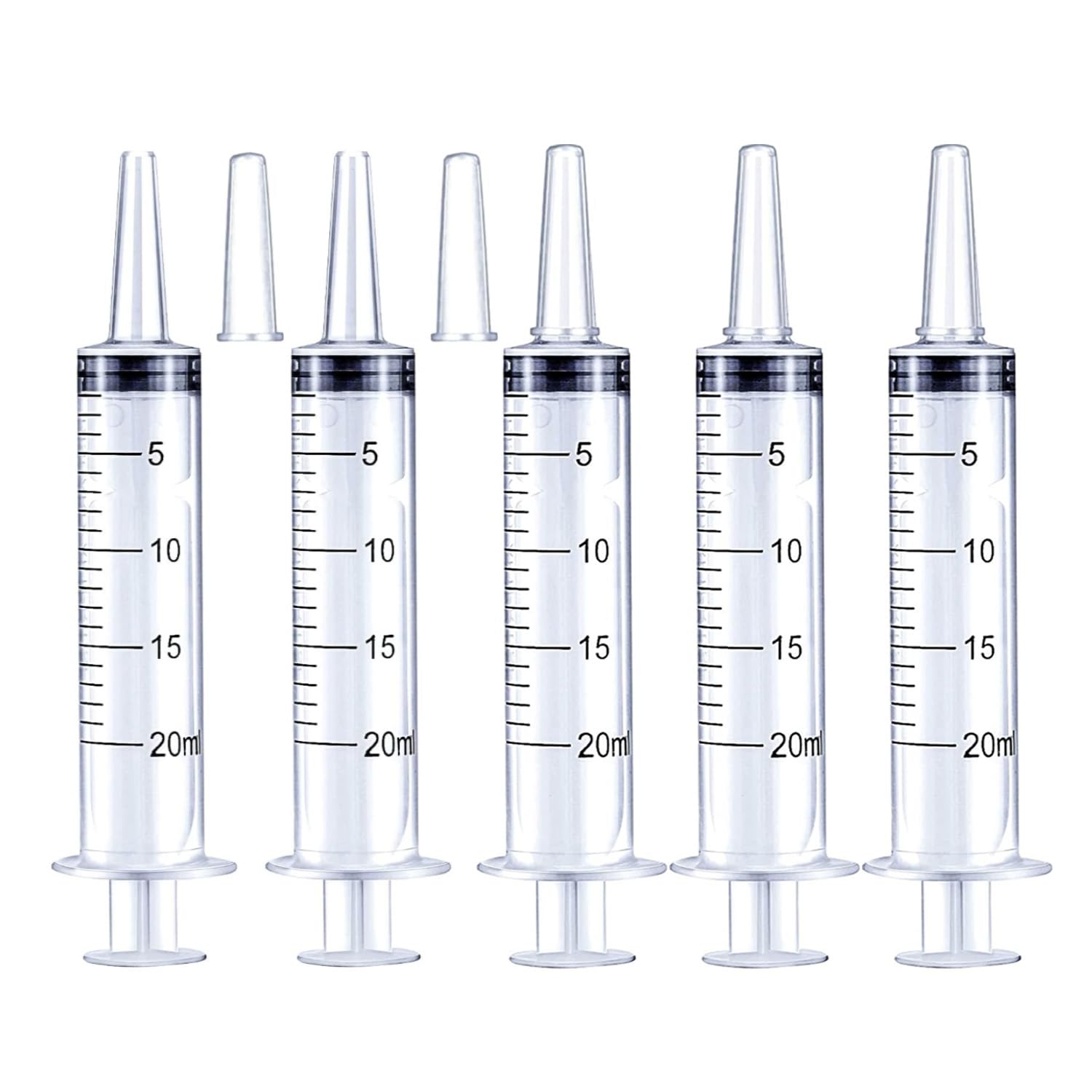 Photo 1 of 5Pack 20ml Plastic Syringe with caps for Liquid Measuring,Oral,Scientific Labs,Feeding Pets, Oil or Glue Applicator, Halloween Party, Sterile Individually Packed