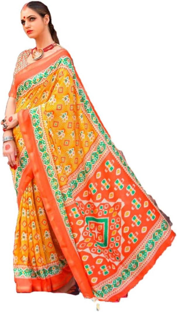 Linen Cotton Saree Party Wear Saree 285 Orange
