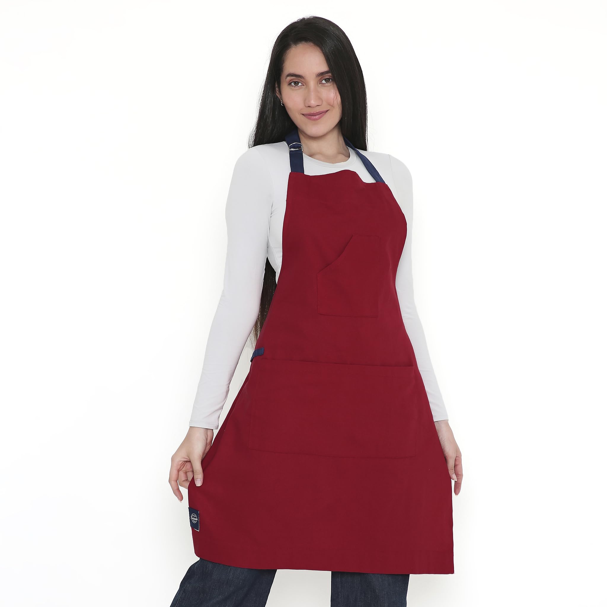 Encasa XO Adjustable Kitchen Cotton Apron With Pockets & Towel Holder Of Size 68x85 cm (Red) for Men & Women Chefs For Cooking & Baking in Home, Restaurants & Barbeque — image 1