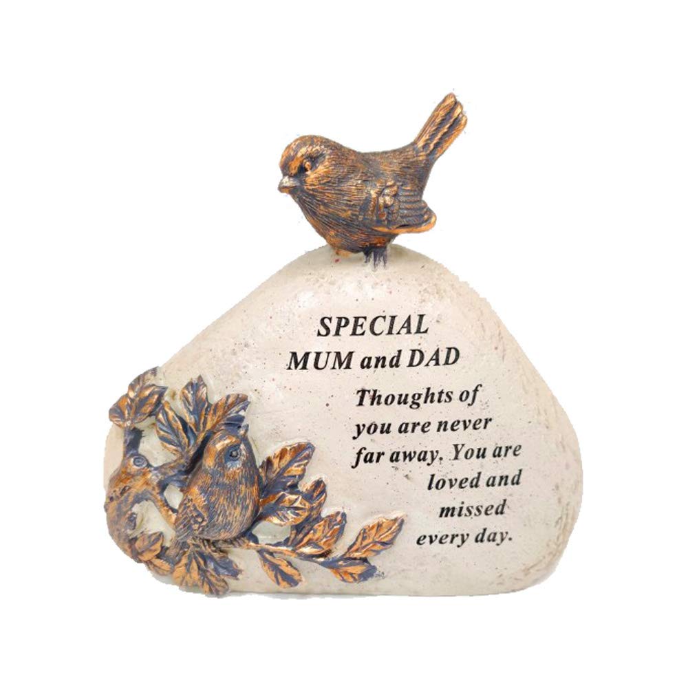 OnlineStreet Robin Bird Memorial Graveside Plaque Ornamental Gift, Engraved with a Special Sympathetic Verse | A Personalised Remembrance Grave Decoration Stone/Sign for your Special Ones (Mum & Dad)