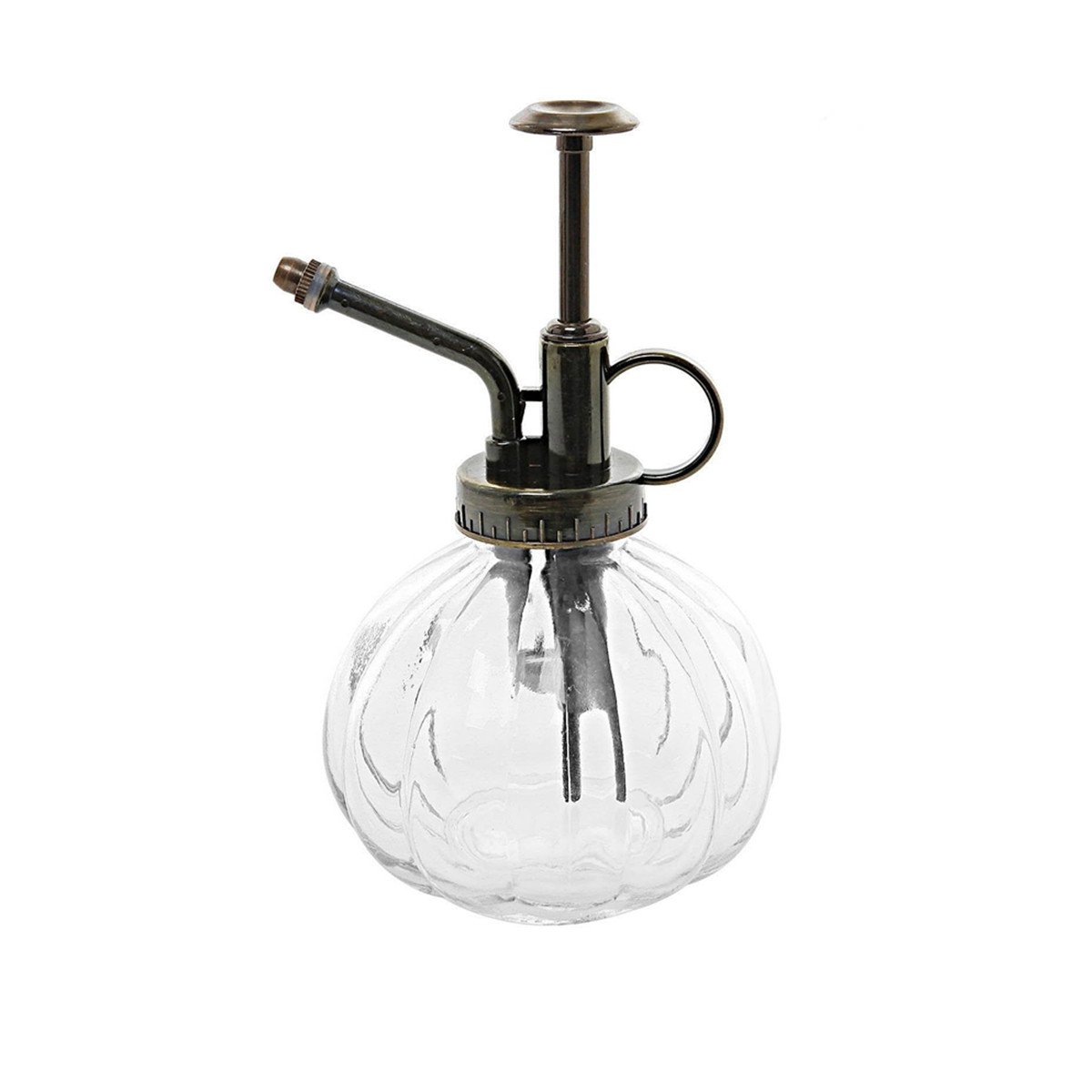 ShareCool Vintage Glass Pumpkin Watering Can Pot Plant Mister Bottle with Top Pump (Natural)