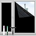 FuFin Total Blackout Window Privacy Film with Free Installation Tools,Explosion-Proof PET Material,Blocks 100% of UV and Light Rays.Heat Control Room Darkening Cover(Total Black 17.5"×78.7")