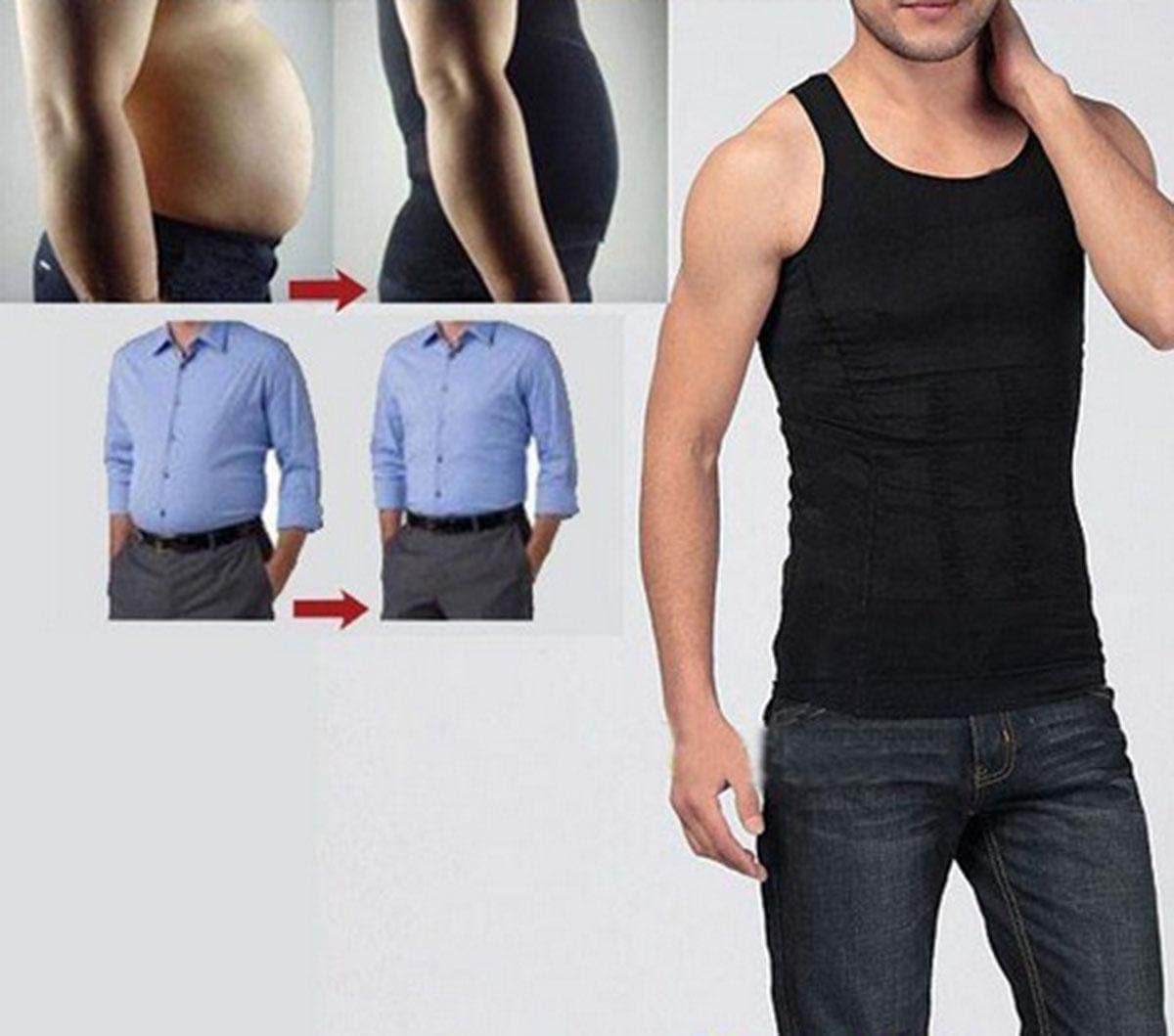 New Men Slim N Lift Body Shaper Underwear Vest Shirt Corset Compression Shaper (xl, black)