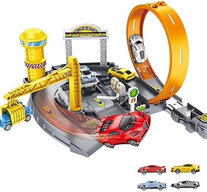 MWG Exports Co 3D Racer Cars Rail 360 Degree Rotary Loop DIY Toy Car Racing Toys for Kids