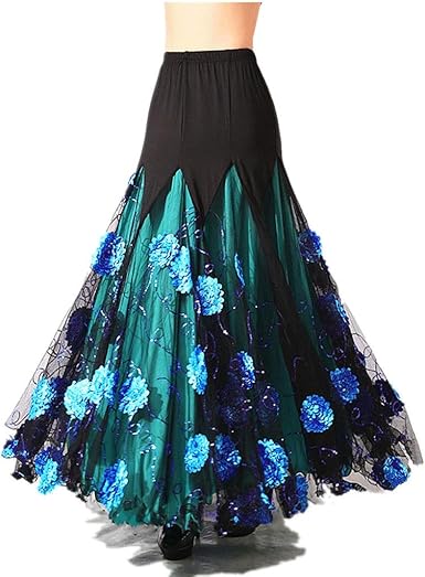 Danse De Salon De Flamenco Valse Grande Balancoire Jupe Longue Moderne Robe Sports Vacances Danse