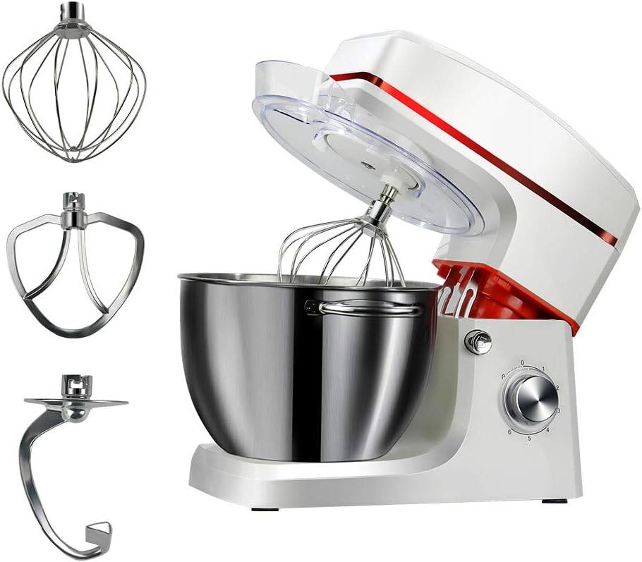 Stand Mixer, Household Mixer 8L Large Capacity Mixer with Stainless Steel Bowl, Tilt-Head Food Mixer, Kitchen Electric Mixer Hooks, Whisk, Beater, Pouring Shield, 1200-Watt