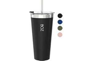 BOZ Tumbler with Lid and Straw, Insulated Travel Thermal Cups, Stainless Steel Tumbler with Straw, Perfect for Hot, Iced or C