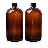 2 Pack 32 oz Amber Glass Boston Bottles with