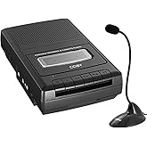 Cassette Tape Player &amp; Voice Recorder, Standing Mic, Built-in Speaker, Aux | Portable, Dual AC/Battery Power, 3.5Mm Headphone Jack, Large Easy-Use Buttons, Retro Shoebox Design, Lectures &amp; Seniors