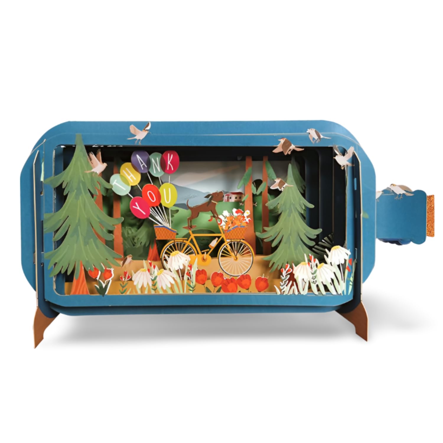 Message in A Bottle Thank You Dog Riding A Bicycle Greeting Card by Alljoy Cards MIB205