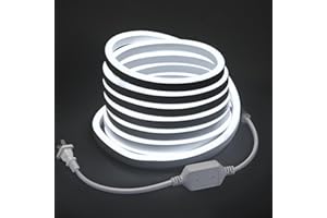 Samsion Neon Rope Lights Daylight White 16.4FT Flexible Neon Light Strip Indoor Outdoor Led Strip Lights Waterproof 120LEDs/M AC 110V-130V Plug&Play Neon LED Lights for Bedroom Home Commercial Decor
