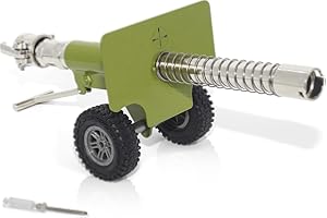 HUIONGS Mini Firecracker Launching Cannon Model, 304 Stainless Steel Heavy Artillery with Spring Recoil Mechanism, Perfect Collectible Gift for Christmas Outdoor Games, Green