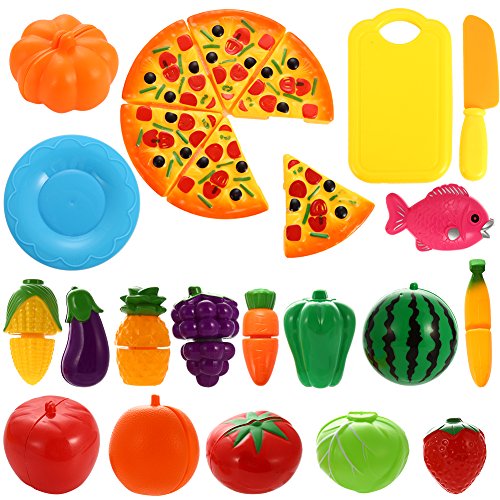 Acefun 24Pcs Pretend Play Food Set, Kitchen Cutting Fruits a