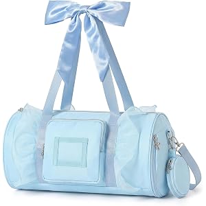 AMDAILY Dance Bag for Girls 4-8, Ballet Gymnastics Duffle Bag w/Coin Purse | Shoe compartment, bow handle zipper, toddler che