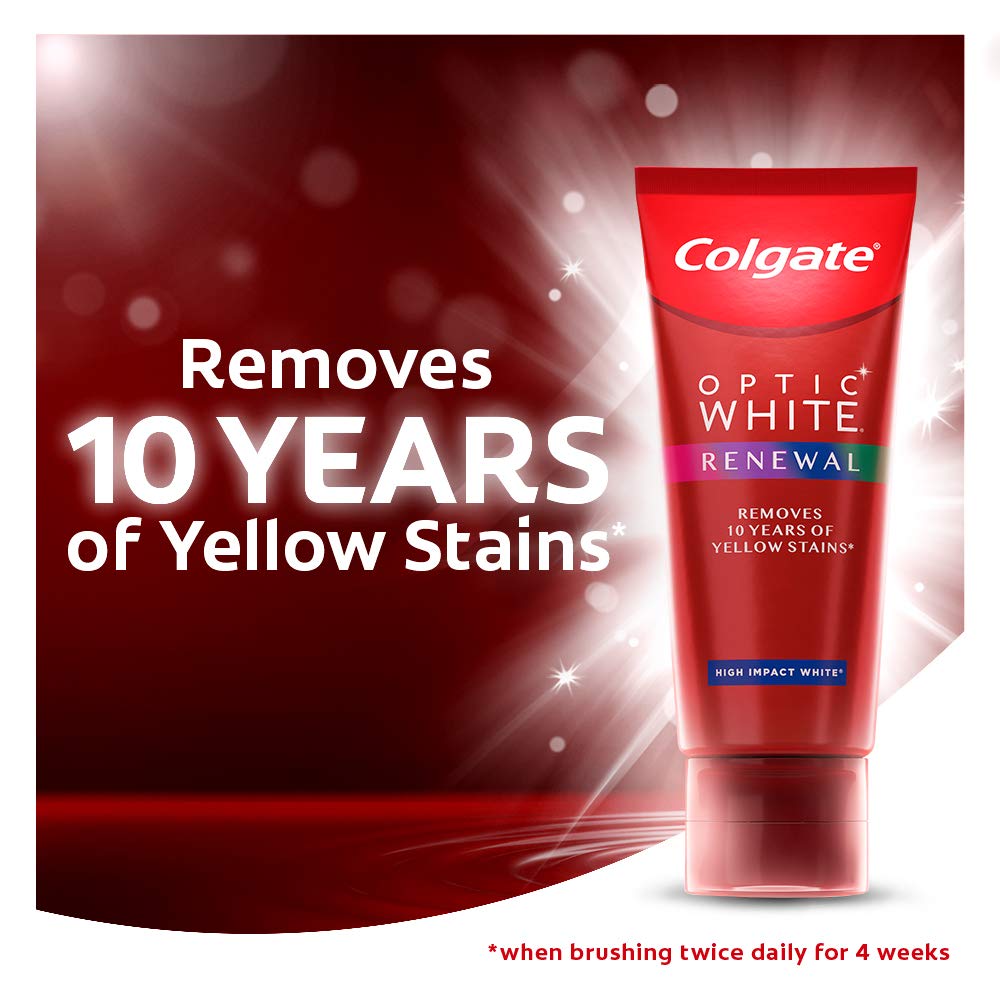 Colgate Optic White Renewal Teeth Whitening Toothpaste, High Impact White, 3 ounce, 2 Pack : Beauty