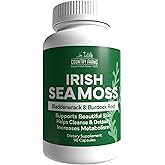 Country Farms Irish Sea Moss Capsules, Supports Beautiful Skin, Immune Support, Promotes Healthy Gut, Radiant Skin and Natural Energy Levels, Burdock Root, Irish Moss and Bladderwrack, 90 Capsules