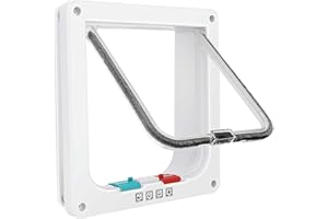 Thin Cat Door for Windows, Pet Doors and Sliding Door, Safety Pet Door with 4 Way Lock, Weatherproof Cat Flap for Thin Door a