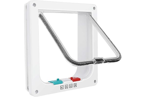 Thin Cat Door for Windows, Pet Doors and Sliding Door, Safety Pet Door with 4 Way Lock, Weatherproof Cat Flap for Thin Door a
