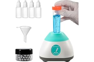 AyinLab Vortex Mixer, Lab Vortex Mixer with Touch Function, Nail Polish Shaker, Paint Shaker, Auto Stirrer for Lab Mixing, Hobby Paint Mixing, Home Brewing with 4 Bottles, 1 Funnel, 120 Stir Balls