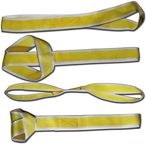 KKTECHUS Solid Heavy Duty Soft Loops Tow Straps, 12in(L) 1.5in(W),4500 Lbs Workload, Tie Down Straps for Towing ATV, UTV, Motorcycle, Lawn&Garden Equipment etc(4 Pcs) (12"(L), Lemon Yellow)