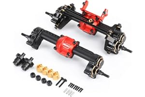 RCAWD Diff Portal Axle Set with Axle Shaft Disconnect Conversion for FCX24 Upgrades, Alum Housing Brass Portal Cover Steering Block Steel Gear for FMS FCX24 K5 Blazer Smasher Lemur FCX18 LC80 Upgrade Parts