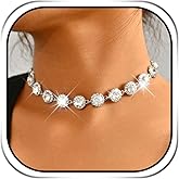 Coshies Crystal Choker Necklace Silver Rhinestone Chokers Diamond Jewelry for Women