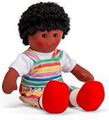 Bigjigs Toys Jake Doll Small Soft Rag Doll with Rainbow Dungarees 25cm