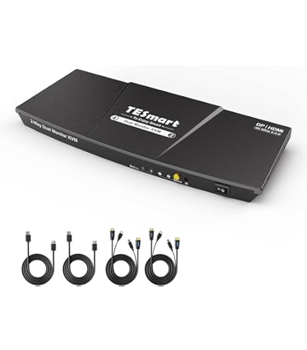 分配器・切替器 TESmart Dual Monitor KVM 4K 60Hz TESmart 4K@60Hz HDMI KVM Switch 2 Monitors 2 Computers, Dual