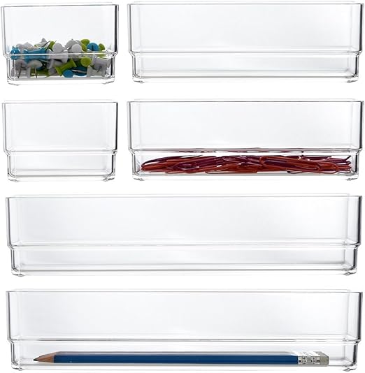 Amazon Com Stori Clear Plastic Vanity And Desk Drawer Organizers