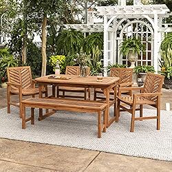 Walker Edison 7 Person Outdoor Wood Chevron Patio