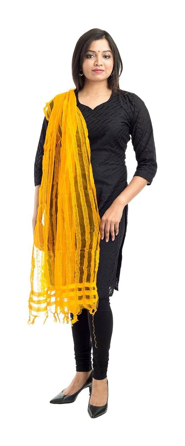lodestone women's net dupatta (yellow)