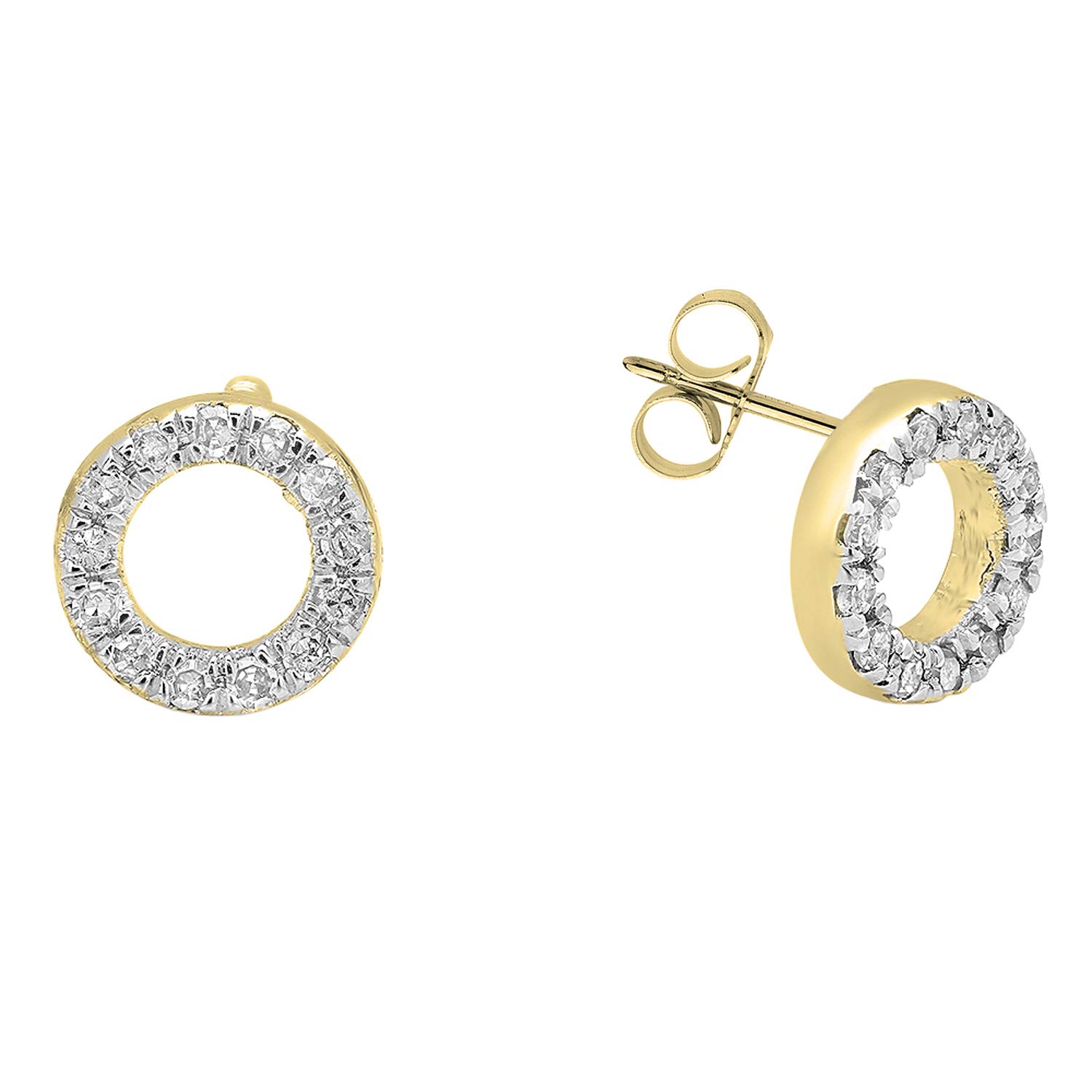 Dazzlingrock Collection Round White Diamond Ladies Circle Shape Stud Earrings