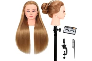 WEIRAN Mannequin Head 80% Human Hair for Braiding, Cosmetology Training, Hairstyling Practice - Realistic Doll Head for Beginners & Professionals