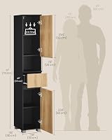 VASAGLE Tall Bathroom Cabinet Slim Storage 30x30x170 cm Ink Black view 5