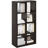 Furinno CUBICLE 8-Cube Book Shelf, Extra Thick Frame Bookshelf, Dark Oak | 14.6" x 30" x 58", Horizontally &amp; Vertically Reversible Bookcase with Open Back, for Living Room, Bedroom, Home Office