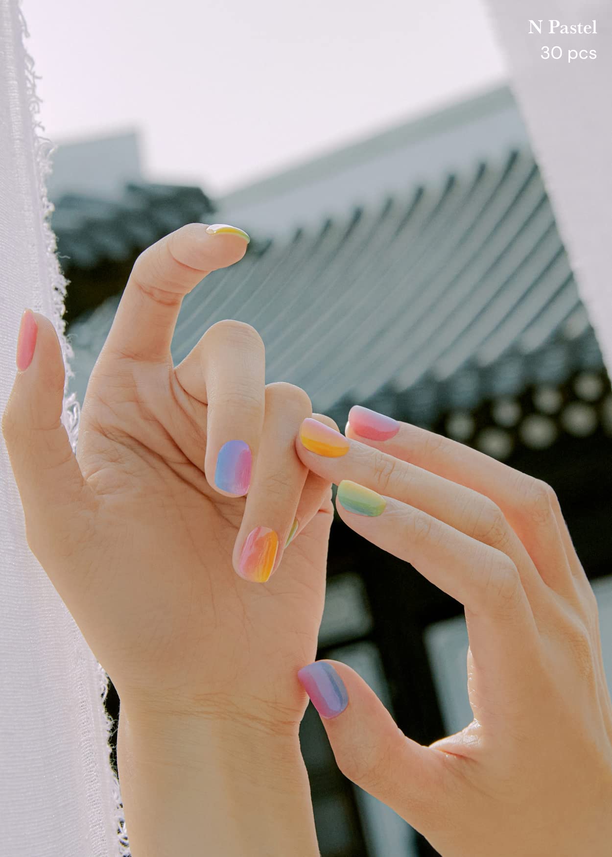 ohora Semi Cured Gel Nail Strips (N Pastel) - Yellow, Ombre, Works with Any UV/LED Lamps, Salon-Quality, Long Lasting, Easy to Apply & Remove - Includes 2 Prep Pads, Nail File & Wooden Stick - Image 4