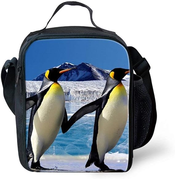 Boy Lunch Bags Insulated Reusable Lunchbox Kids Funny Penguin Food