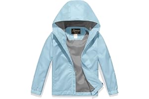 Spmor Boys Girls Rain Jackets Lightweight Waterproof Hooded Raincoat Lined Windbreakers for Kids