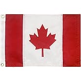AZCOVER Canada Flag, 12x18 Inch Canadian Boat Flag Outdoor USA, Embroidered Canada Flags with 2 Brass Grommets, Heavy Duty Polyester Canadian National Flags Small