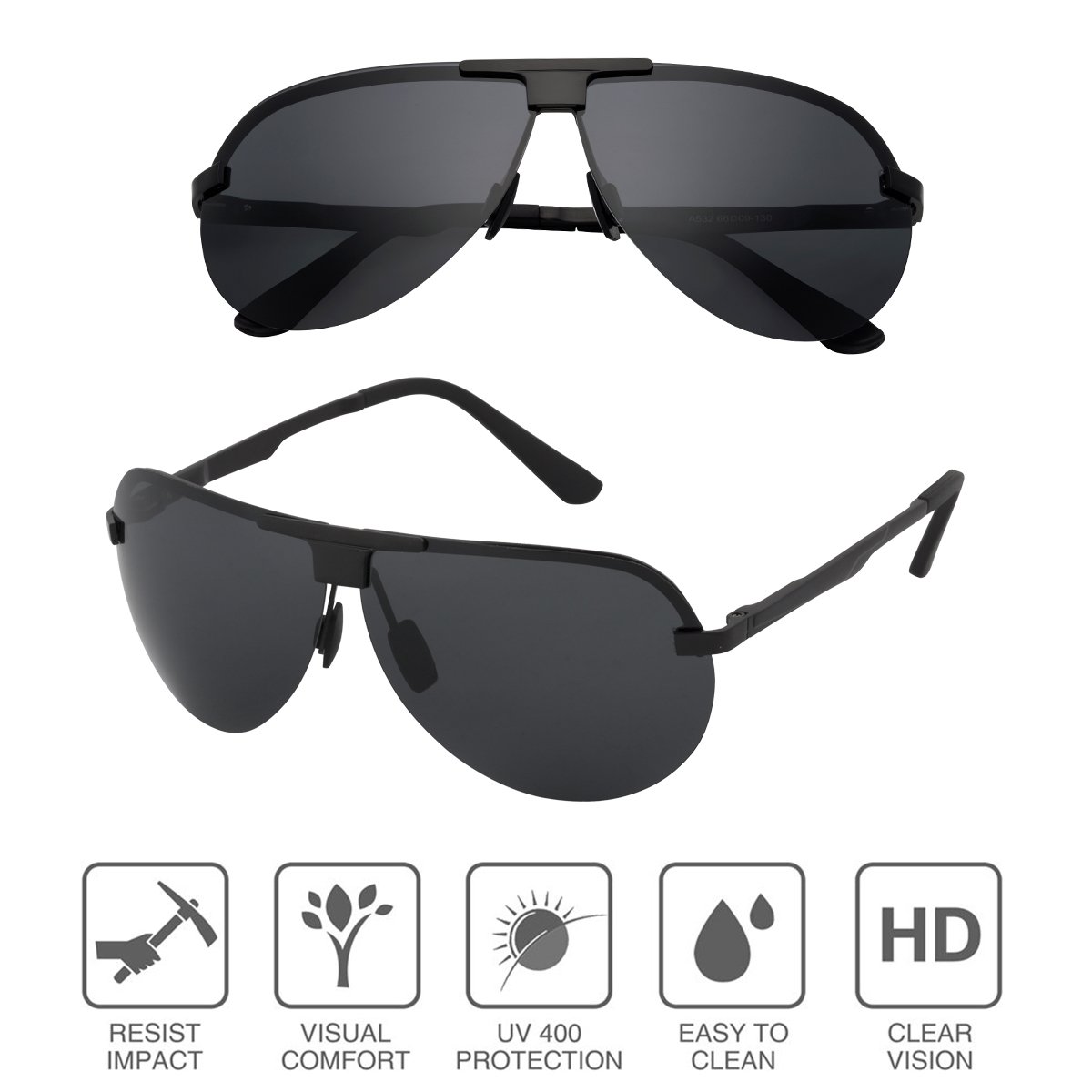 Zealme Polarized Aviator Sports Lightweight Durable Unbreakable Frame Anti Glare Baseball Cycling Fishing Golf Running Bicycle Polaroid Hiking Sunglasses (Black1) BM120