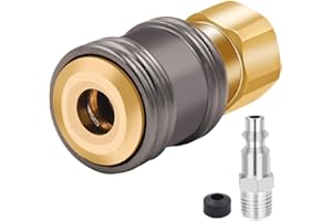 SAFELIFE Lock on Air Chuck, Heavy Duty Brass Open Flow Straight Locking Air Chuck Quick Connect 1/4" FNPT Tire Chuck for Pressure Gauge Tire Inflator Compressor Accessories