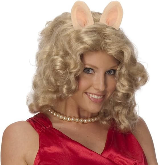 Amazon Com The Muppets Miss Piggy Curly Blonde Wig W Ears Pig