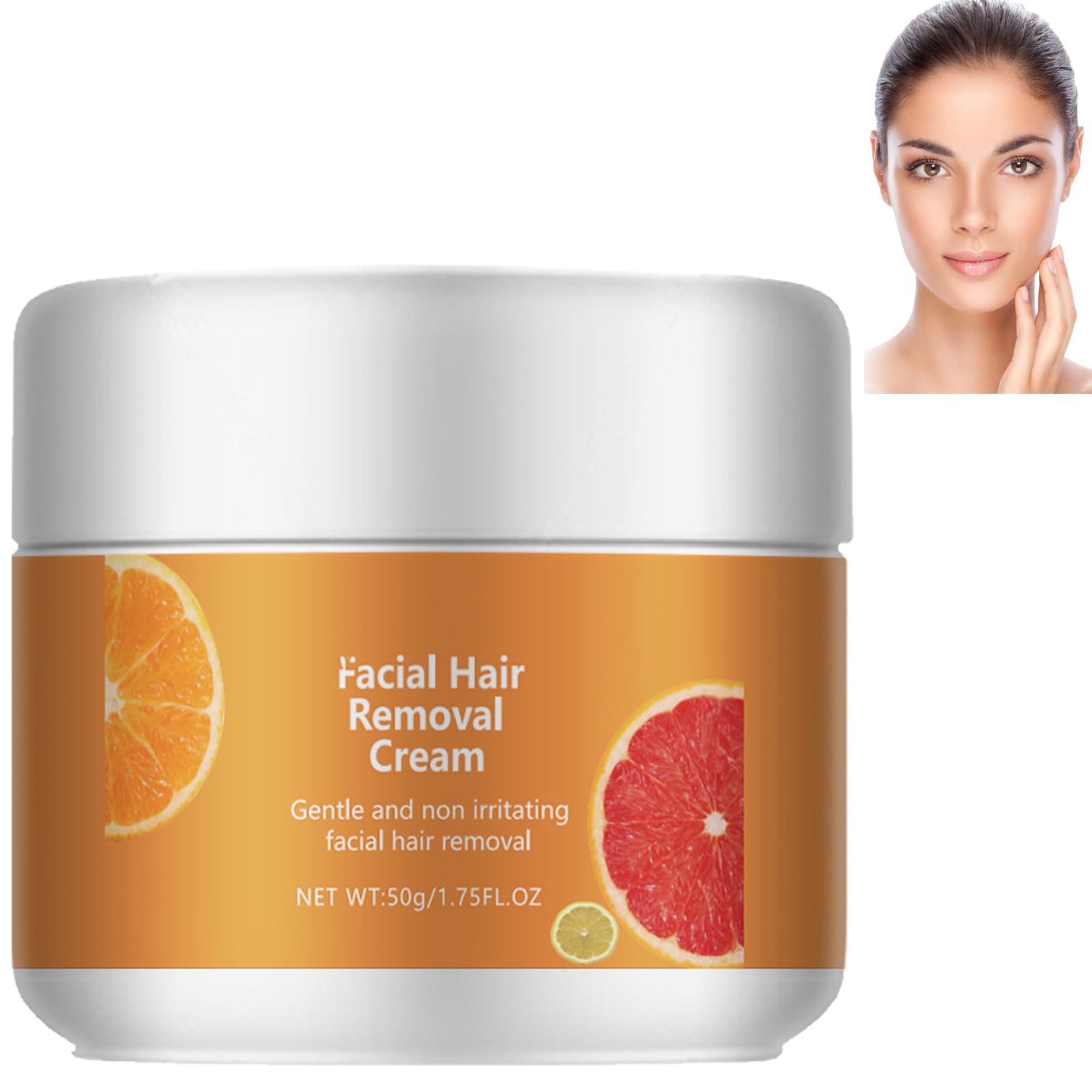 Natural Facial Hair Remover - Gentle Upper Lip & Lip Hair Removal Cream, Quick & Painless