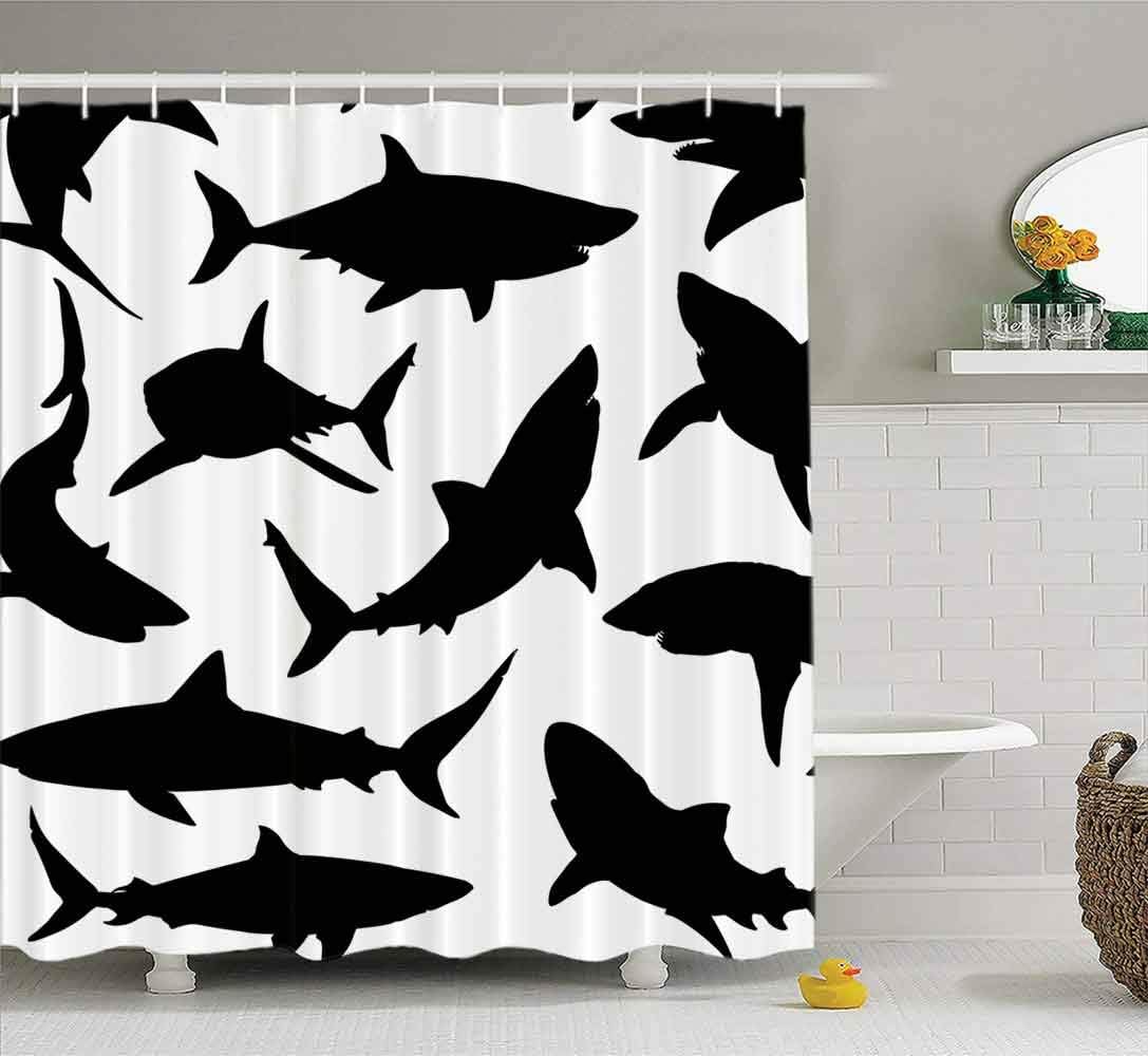 Tooperue Baby Shower Curtain, Shower Curtain for Bathroom with Hooks Large Number of Oceanic Black Tip Sharks South Shoal Dive Site Africa& X27 S 78×72 Inch,Eco-Friendly,No Oder,Waterproof