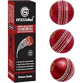 ONEGlobal Soft Rubber Cricket Ball for Practice | Outdoor &amp; Indoor Practice Cricket Ball with Core &amp; Stitched Seam | Realistic Feel, True Bounce &amp; Swing for Practice, Honing Skills &amp; Family Fun