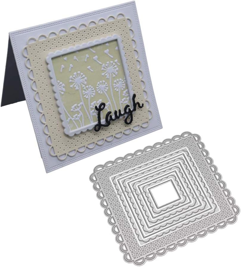 YSoutstripdu Cutting dies Square Frame Metal Stencil Album Cards Template - Silver