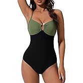 SUUKSESS Women Tummy Control One Piece Swimsuit Slimming Cut Out Bathing Suit