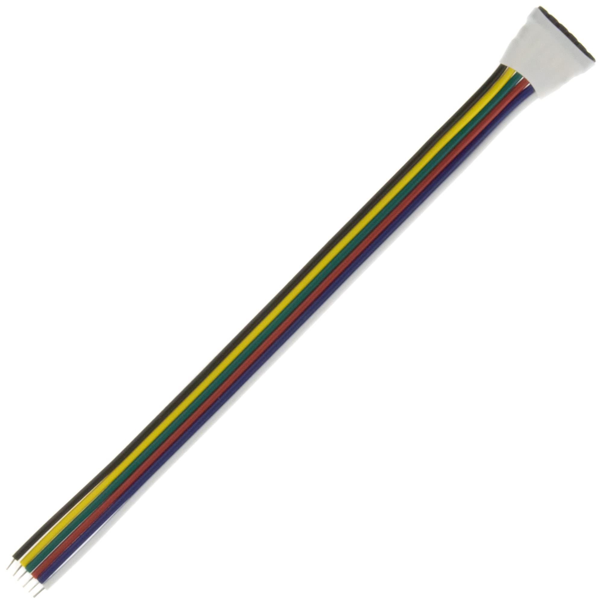 SeKi RGBW+CCT Connector, 15 cm Length, 6-PIN Female to Male, Compatible with LED Strip Controllers